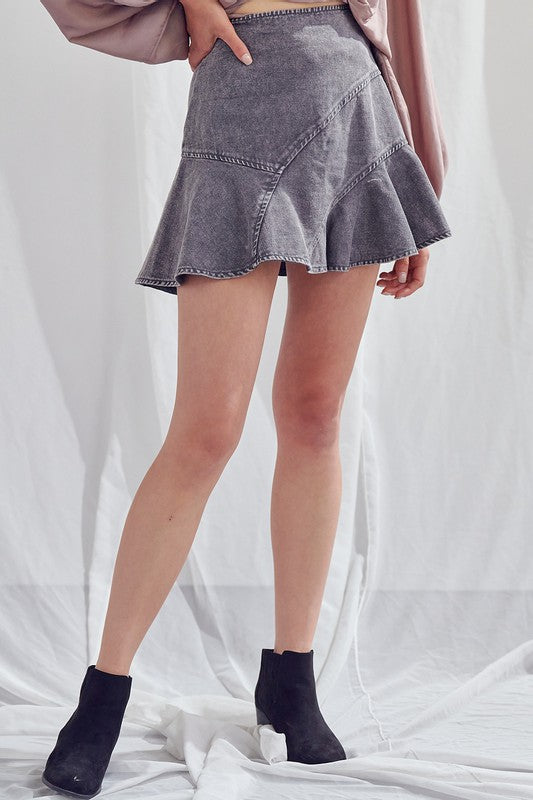 Denim Frilly Skirt