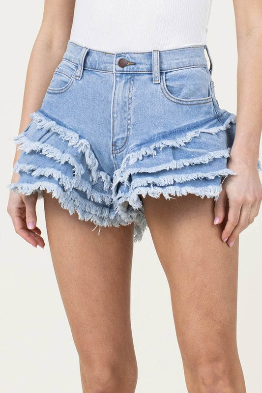 Maren Fringe Denim Shorts