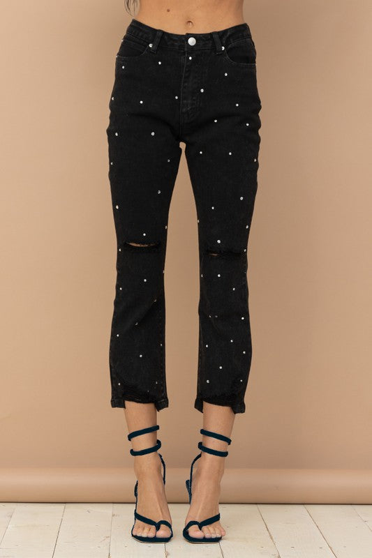 Bonnie Studded Rhinestone Jeans