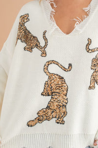 Prowling Sequin Tiger Sweater