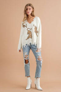 Prowling Sequin Tiger Sweater