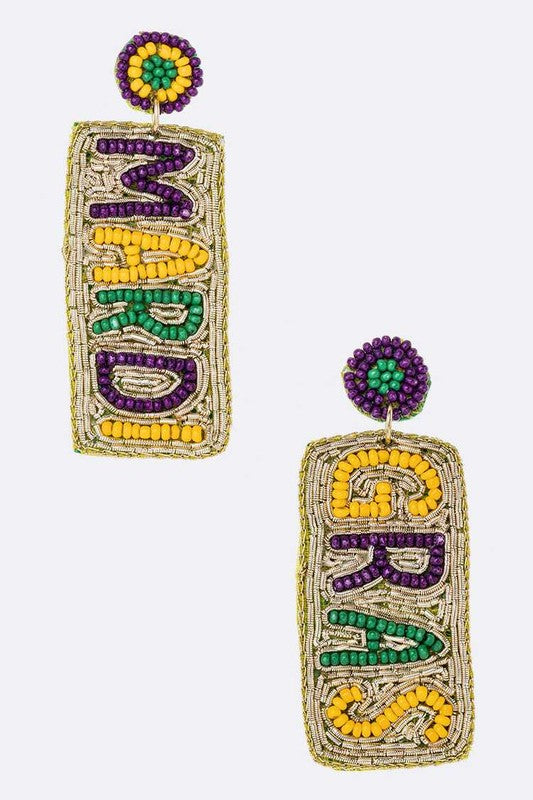 Mardi Gras Beaded Earrings