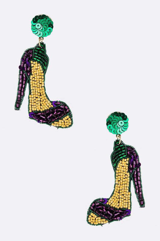 Mardi Heels Beaded Earrings