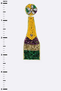 Champagne Mardi Gras Beaded Earrings