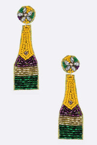 Champagne Mardi Gras Beaded Earrings