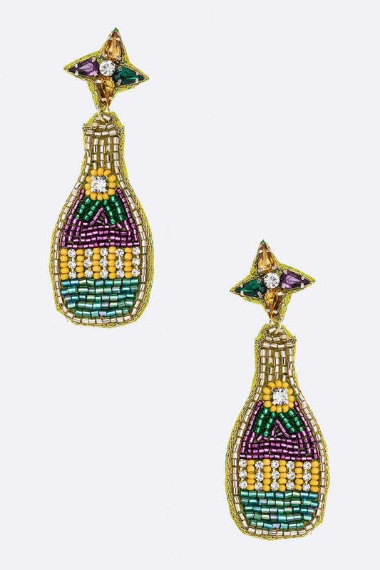 Mardi Party Beaded Earrings