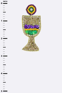 Mardi Wine Glass Beaded Earrings