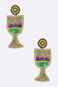 Mardi Wine Glass Beaded Earrings