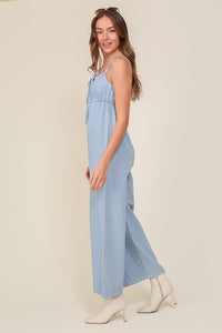 Danielle Denim Front-tie Jumpsuit