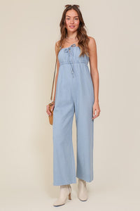 Danielle Denim Front-tie Jumpsuit