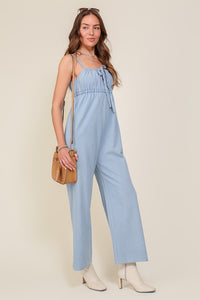 Danielle Denim Front-tie Jumpsuit