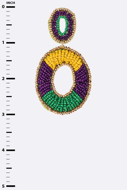 King Cake Beaded Earring