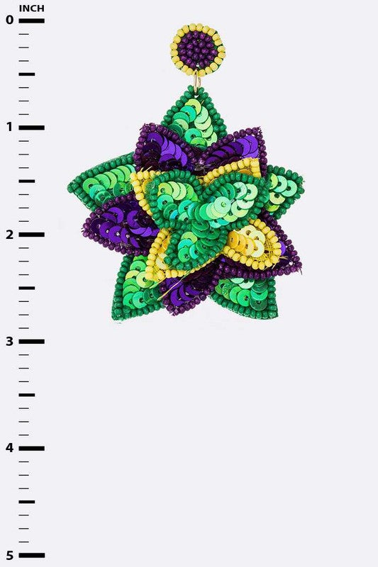 Mardi Gras Flower Earrings