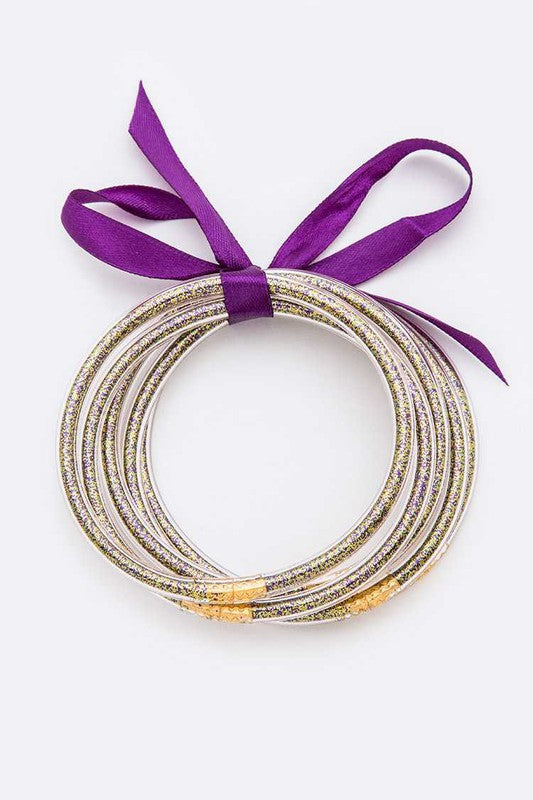 Mardi Gras Color Gold Dust Bracelet Set