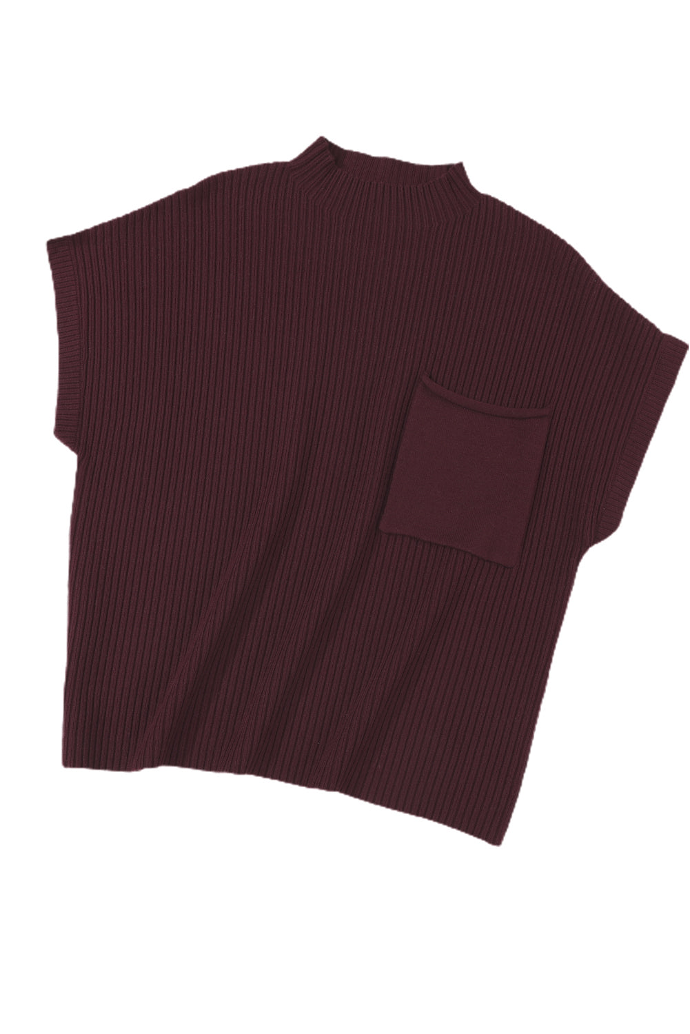 Maroon Ribbed Knit Sweater