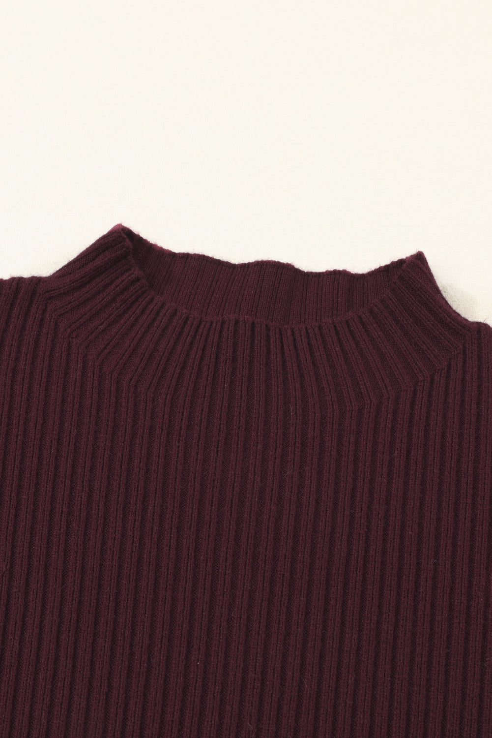 Maroon Ribbed Knit Sweater