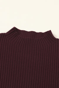 Maroon Ribbed Knit Sweater