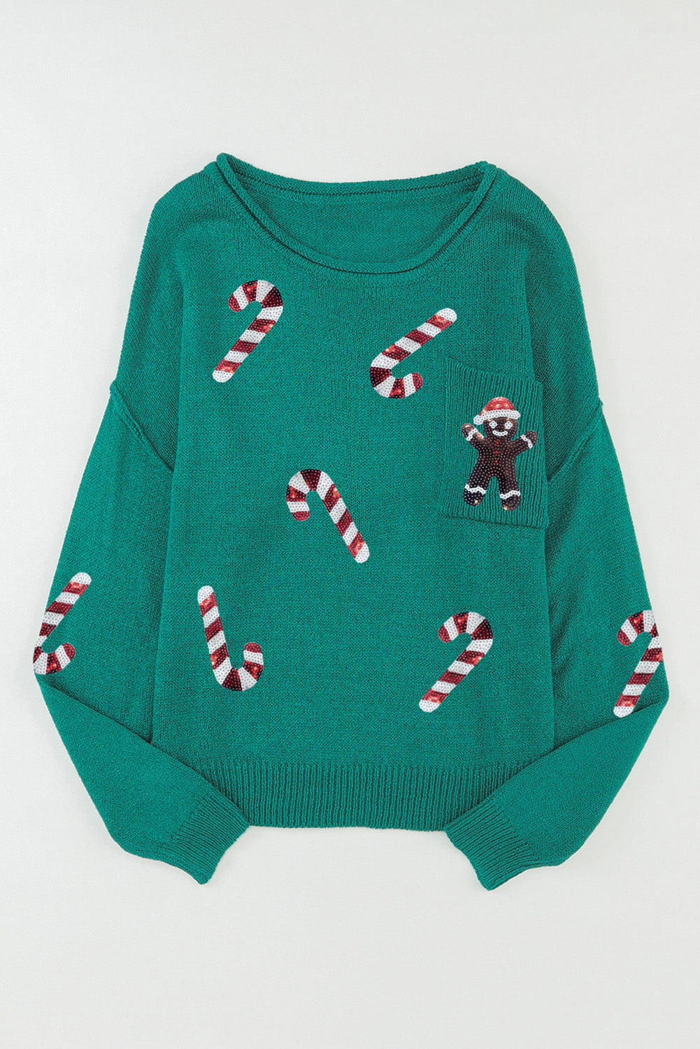 Sequin Candy Cane and Gingerbread Man Sweater