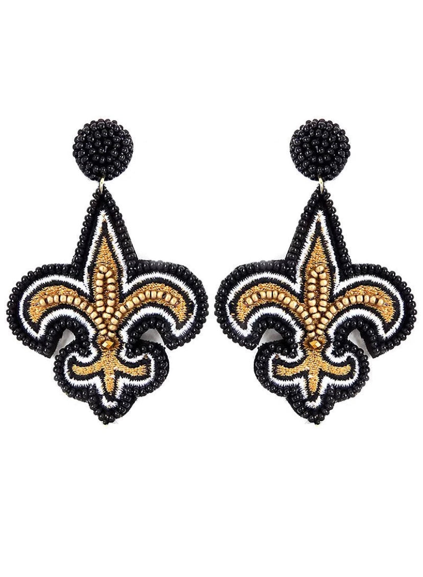 Fleur De Lis Beaded Earrings