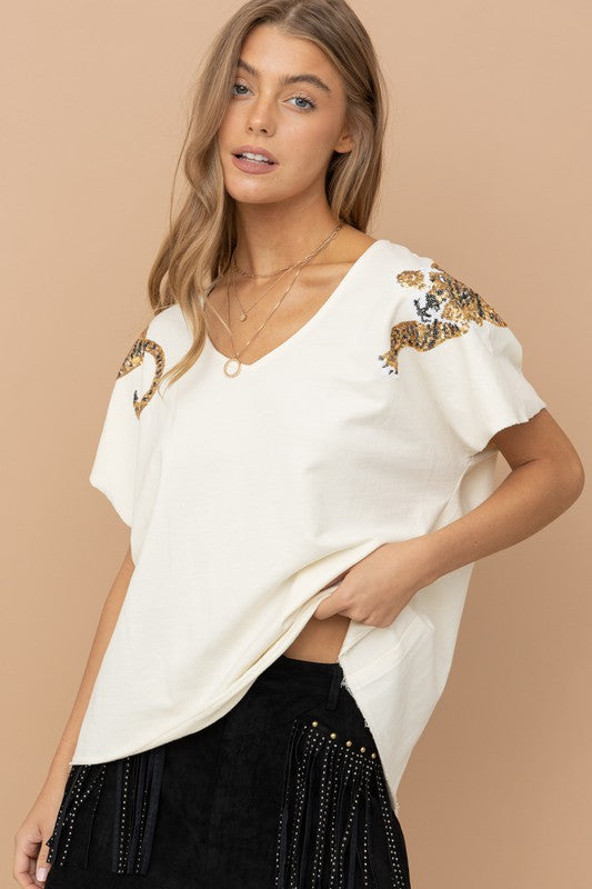 Tiger Prowl Sequin Top