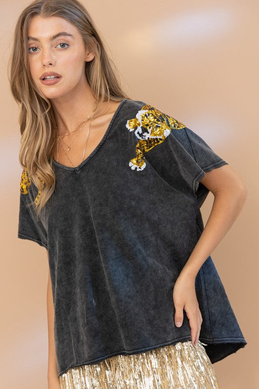 Tiger Prowl Sequin Top