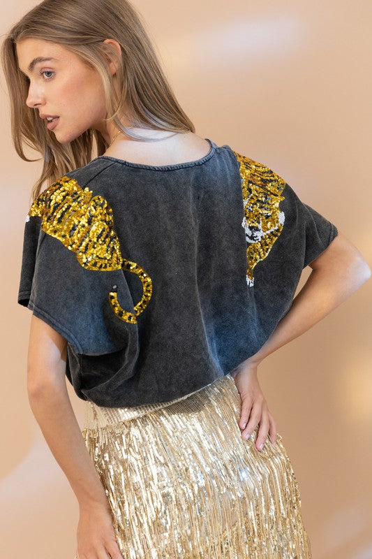 Tiger Prowl Sequin Top