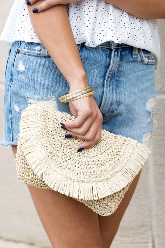 Sunset Straw Clutch